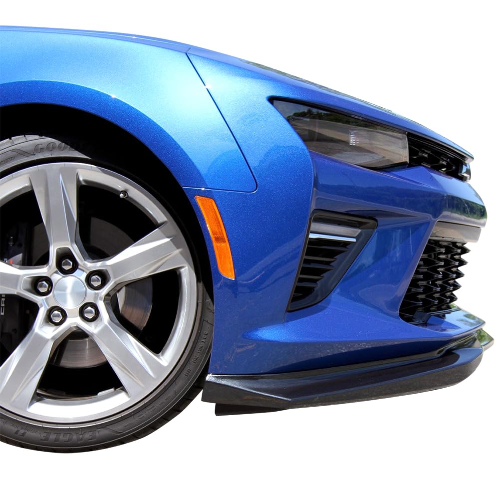 IKON MOTORSPORTS AC Style Black PU Front Bumper Lip Spoiler for 2016-2018 Chevrolet Camaro SS | Enhances Aerodynamics & Sporty Look | Perfect for Street Racing & Car Shows