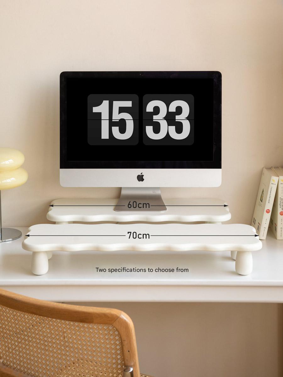 Premium Birch Solid Wood Computer Stand with Storage Shelf - Ergonomic Laptop & Monitor Riser for Home Office Desk Organization