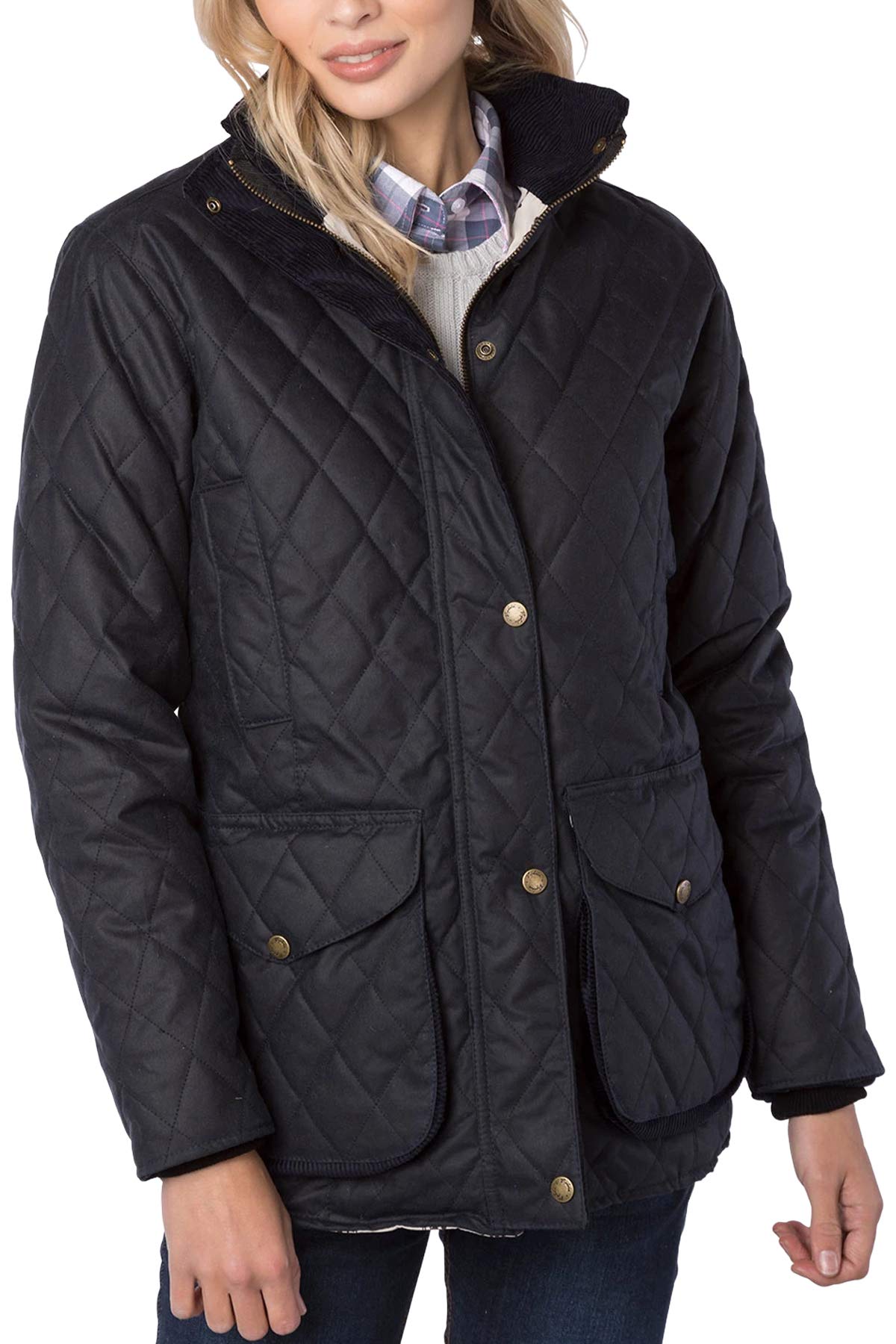 Rydale Women's 100% Waxed Cotton Quilted Jacket - Diamond Quilted Country Coat for Outdoor Activities & Casual Wear