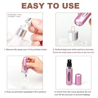 SSM Mart Refillable Travel Perfume Atomizer - 5ml Portable Perfume Spray Bottle for Women & Men | Compact Fragrance Container for Purse, Gym Bag & Airplane Travel | Leak-Proof Essential Oil Dispenser
