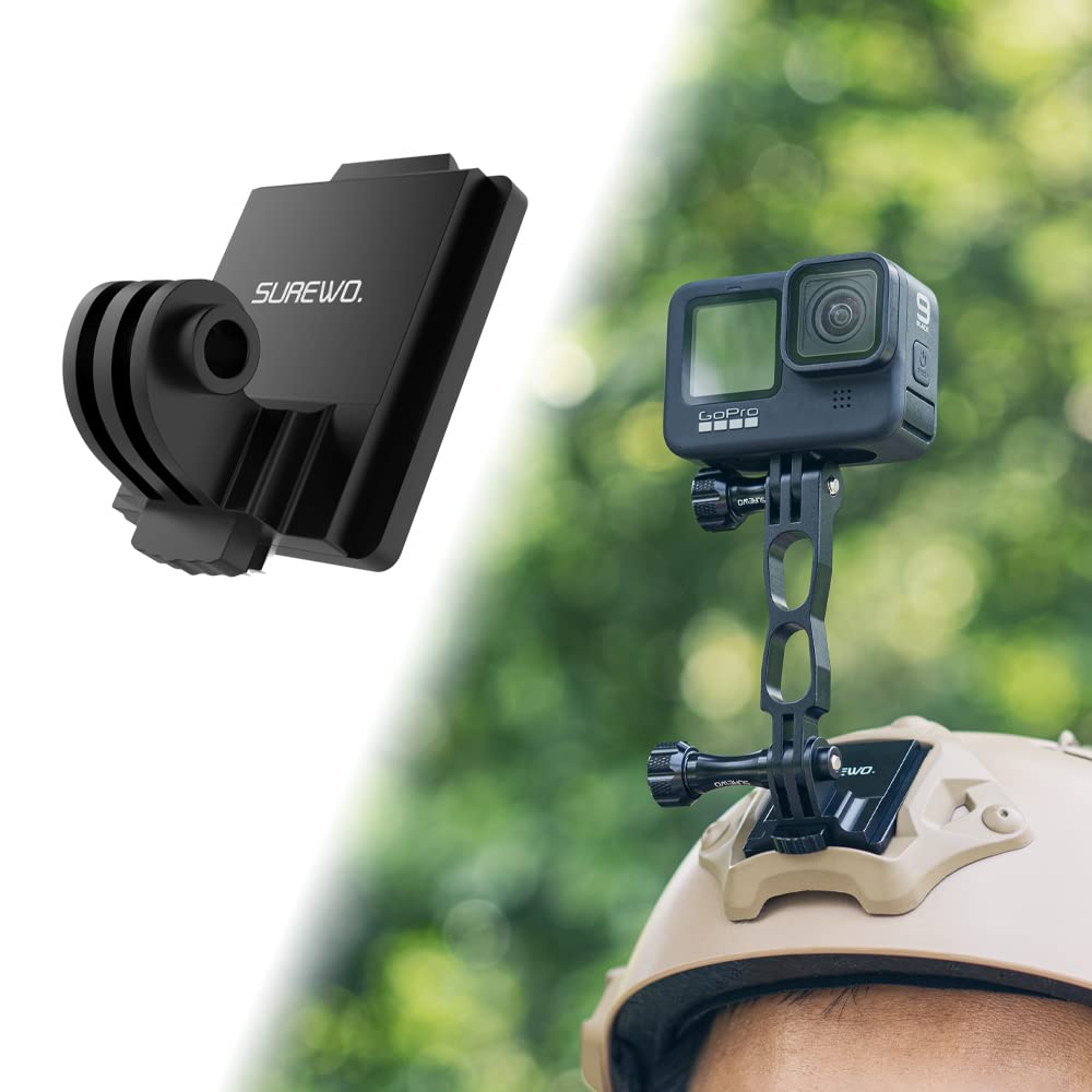 SUREWO Aluminum NVG Mount for GoPro Hero 13/12/11/10/9/8/7/6/5 Black - Tactical Helmet Mount Compatible with DJI Osmo Action 5 Pro/4/3/2, Insta360 ONE R, Crosstour & Most Action Cameras - Perfect for Military, Airsoft, Hunting & Outdoor Adventures