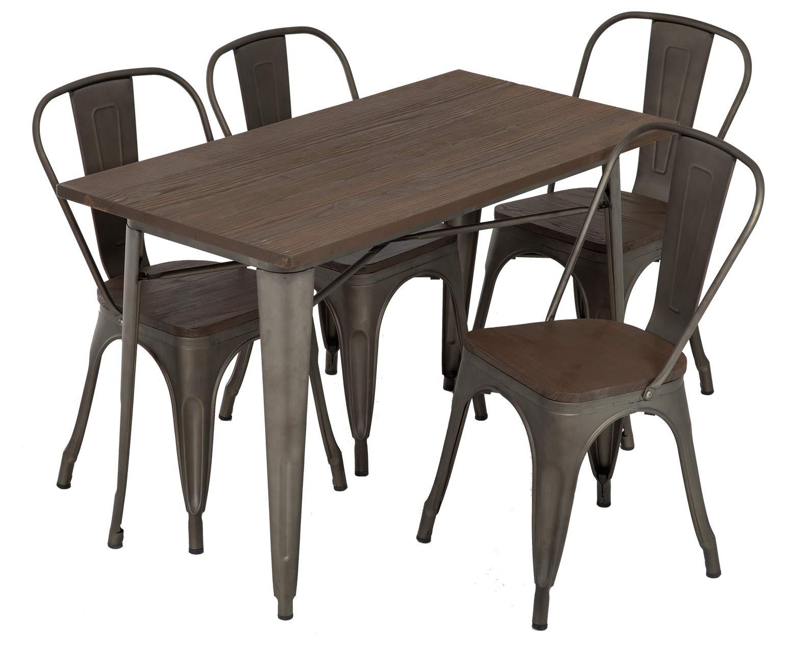 **FDW 5-Piece Outdoor Dining Set - 24x48 Inch Metal Patio Table & 4 Chairs for Home, Kitchen, or Restaurant - Perfect for Backyard BBQs, Garden Parties & Outdoor Entertaining**