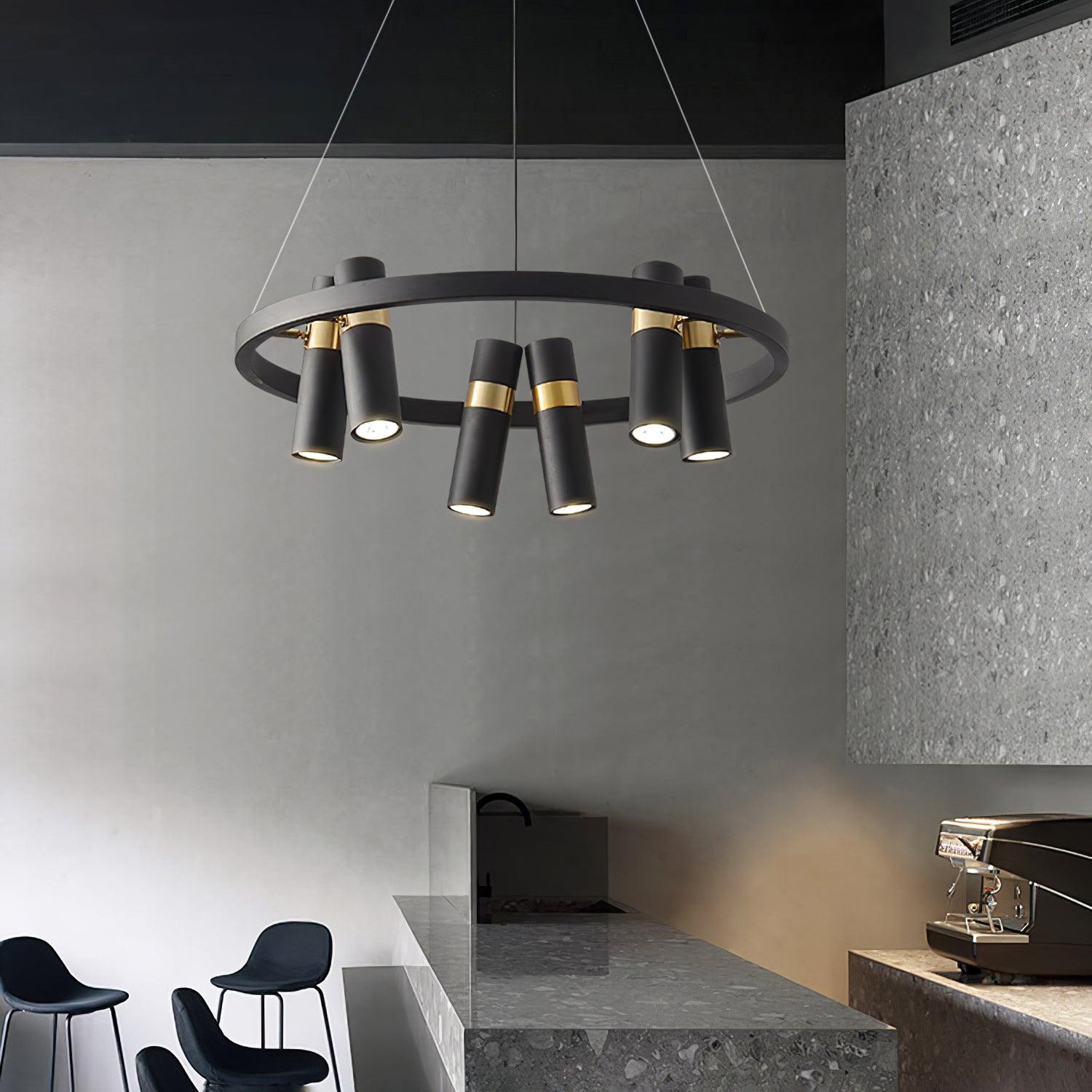 Black Multi Pipe Chandelier - Industrial Style Ceiling Light Fixture for Dining Room, Living Room & Bedroom Decor