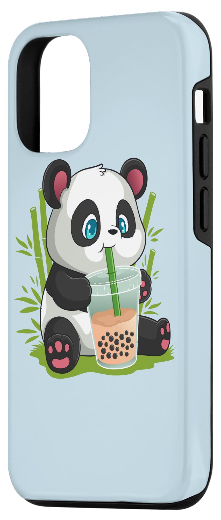 Cute Anime Panda iPhone 12/12 Pro Case - Kawaii Japanese Bubble Boba Tea Phone Cover for Otaku Fans - Perfect for Anime Lovers, Tea Enthusiasts & Kawaii Fashion Accessories