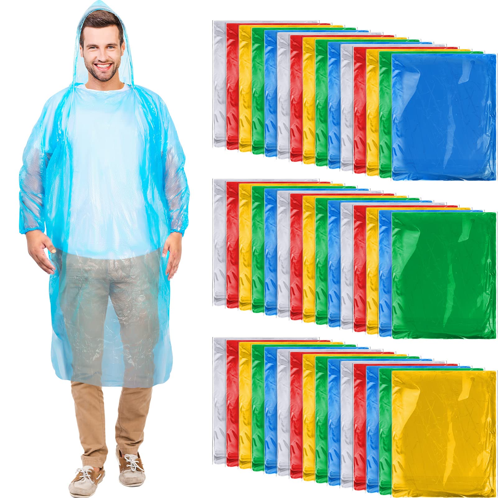 Handepo 200 Pcs Disposable Rain Ponchos with Hood - Waterproof Emergency Raincoat for Adults, Men & Women - Perfect for Outdoor Events, Camping, Hiking & Travel