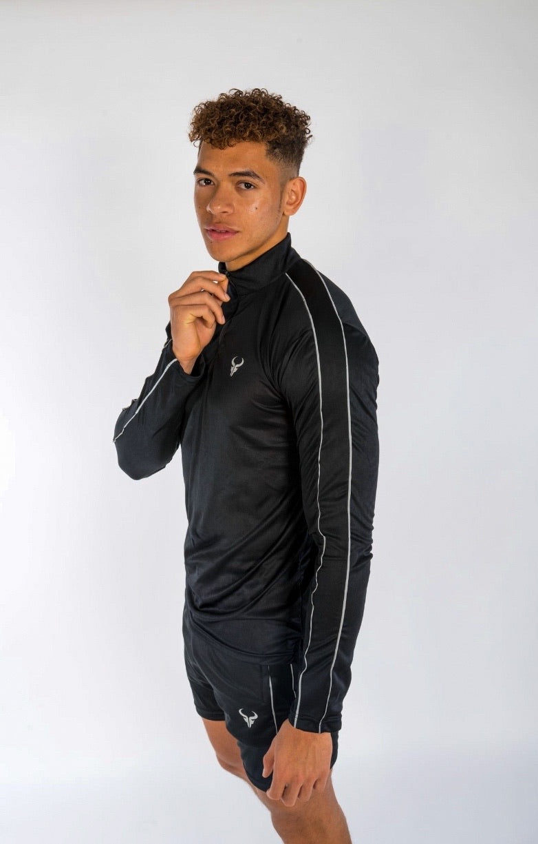Cerus Black Element 1/4 Zip Pullover - Lightweight Athletic Performance Top for Men | Gym, Running & Outdoor Activities