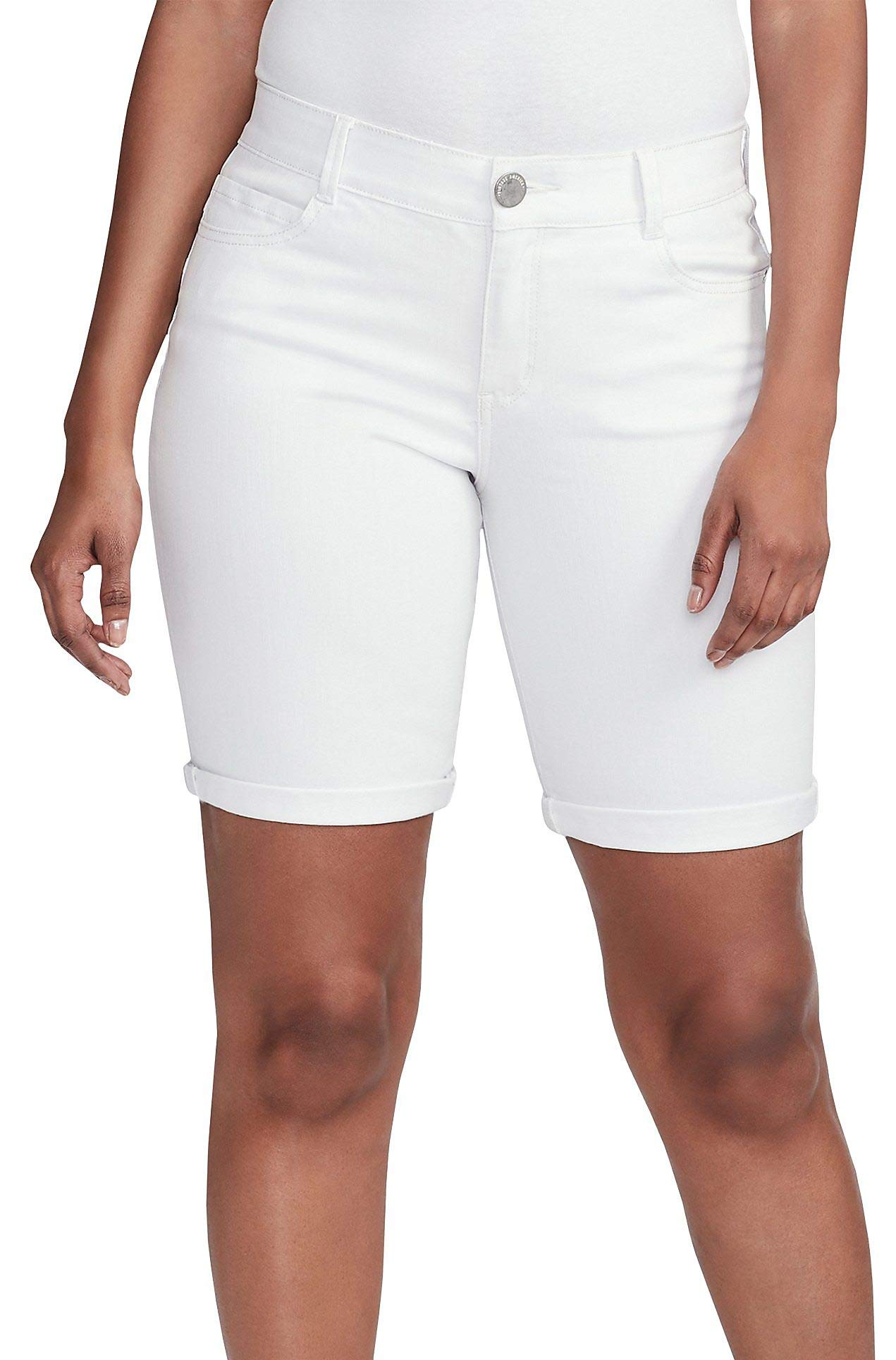 Vintage American Blues Women's High-Waisted Bermuda Shorts - Comfortable & Flattering Body Sculpting Denim Shorts for Casual Wear, Summer Outfits & Beach Vacations