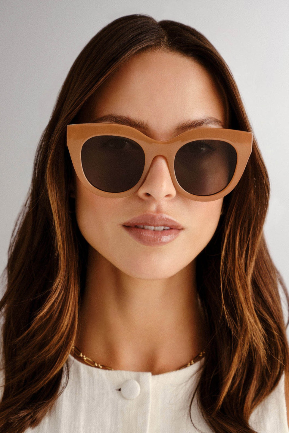 Air Heart Cat Eye Sunglasses with Caramel Khaki Lenses - Trendy Retro Style for Women, UV Protection - Perfect for Beach, Driving & Outdoor Fashion
