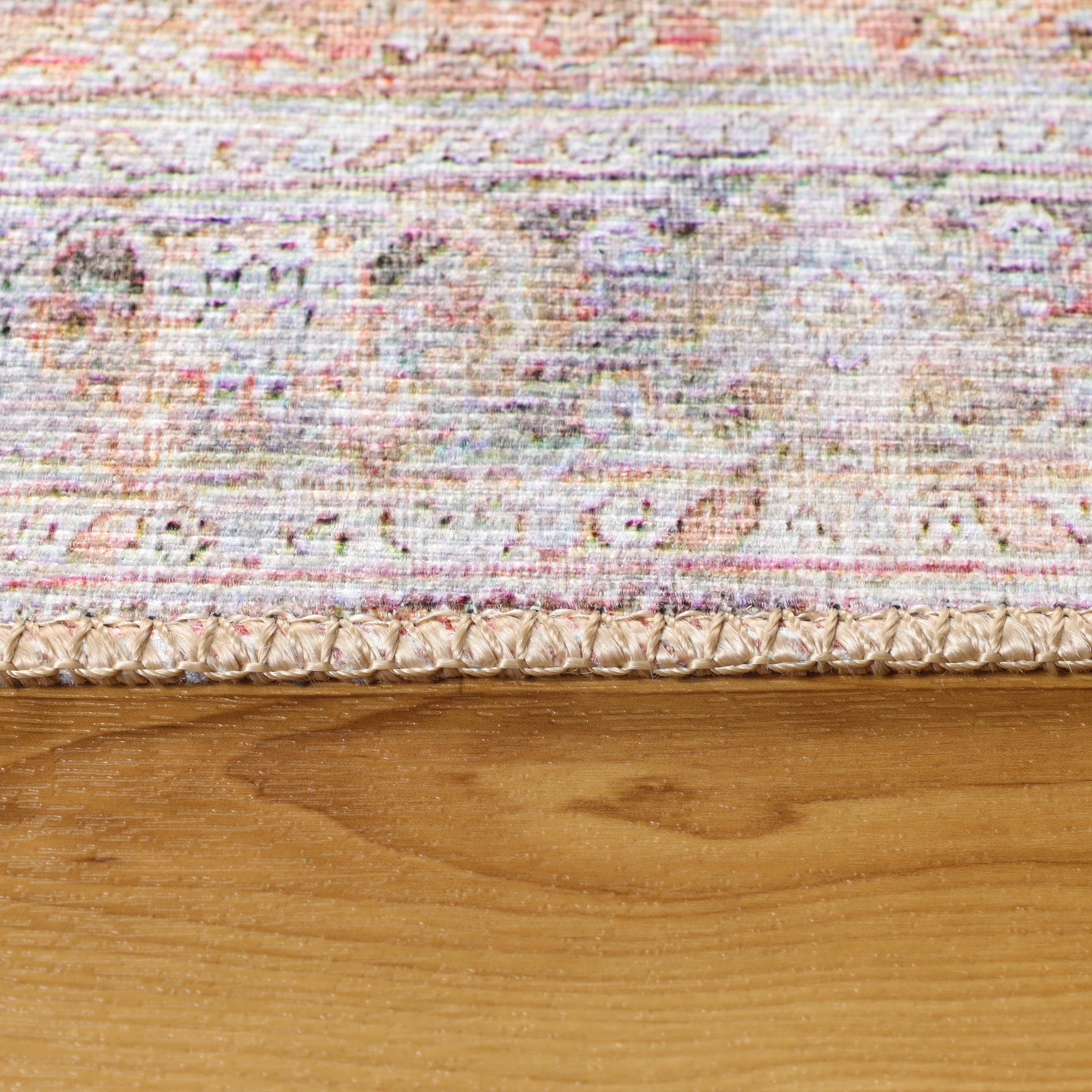 Lottie Distressed Geometric Farmhouse Indoor Area Rug - Soft Non-Slip Boho Chic Living Room Carpet for Home Decor, Bedroom & Office