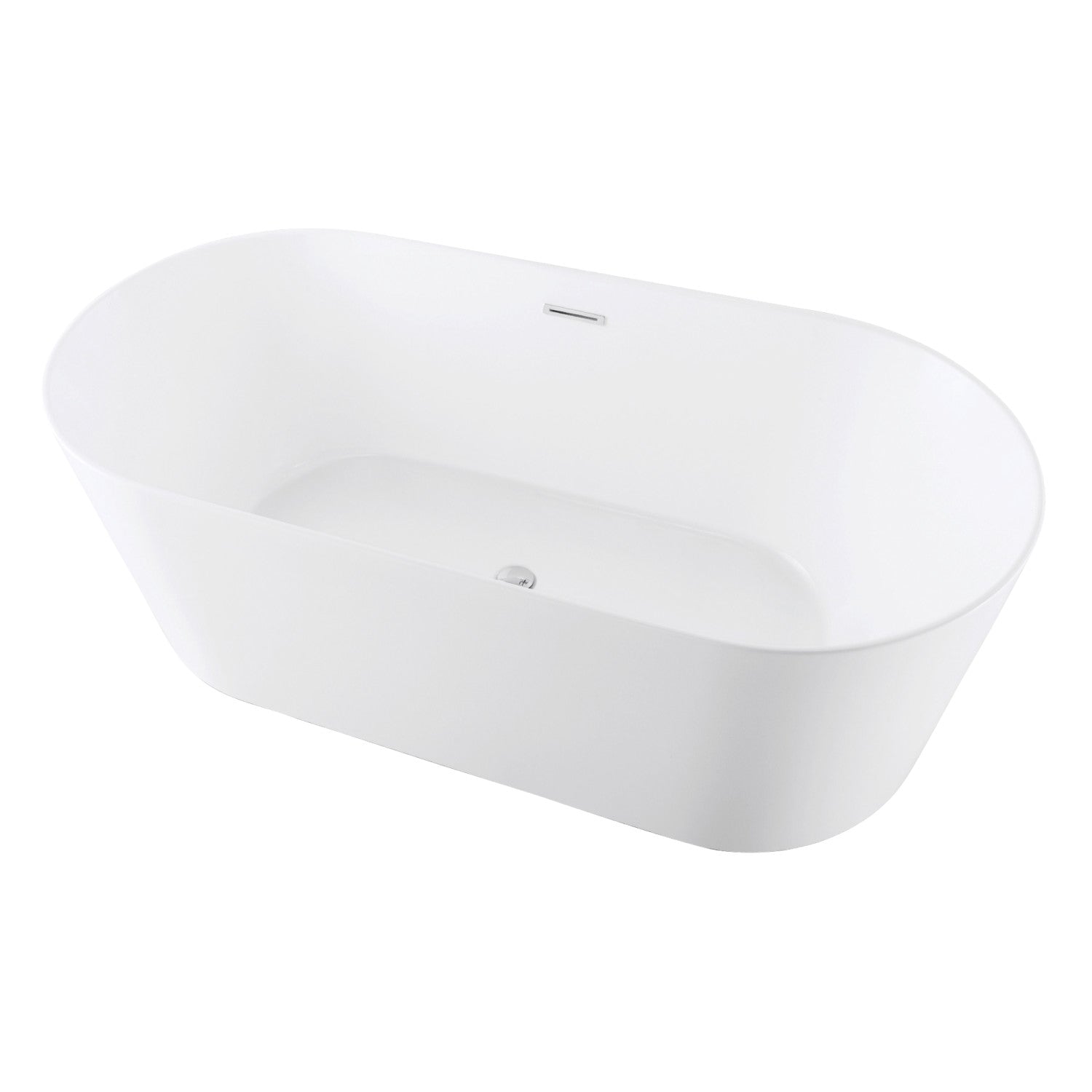 Aqua Eden 54 Inch Freestanding Acrylic Bathtub - Oval Double Ended Soaking Tub with Drain, Glossy White Finish for Luxury Bathroom & Spa Relaxation