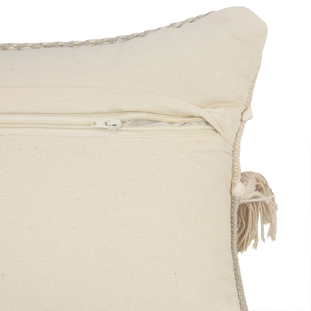 Luxury Beige Tassel Throw Pillow Cover - Soft Bohemian Decorative Cushion for Sofa, Bed, Living Room & Nursery Decor