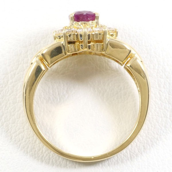 18K Yellow Gold Ruby and Diamond Ring for Women - Elegant Vintage Style Engagement, Wedding, Anniversary Gift - Perfect for Special Occasions and Evening Events