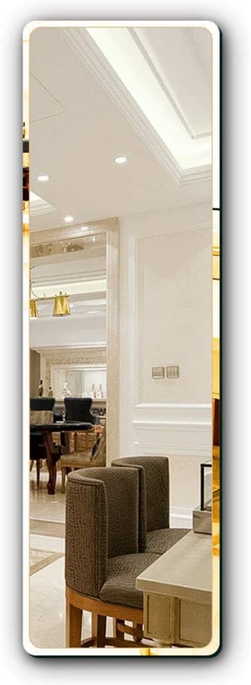 Full-Length Wall Mounted Mirror for Bedroom & Closet - Frameless Rounded Design, Shatterproof & Waterproof - Perfect for Dressing, Makeup & Home Decor