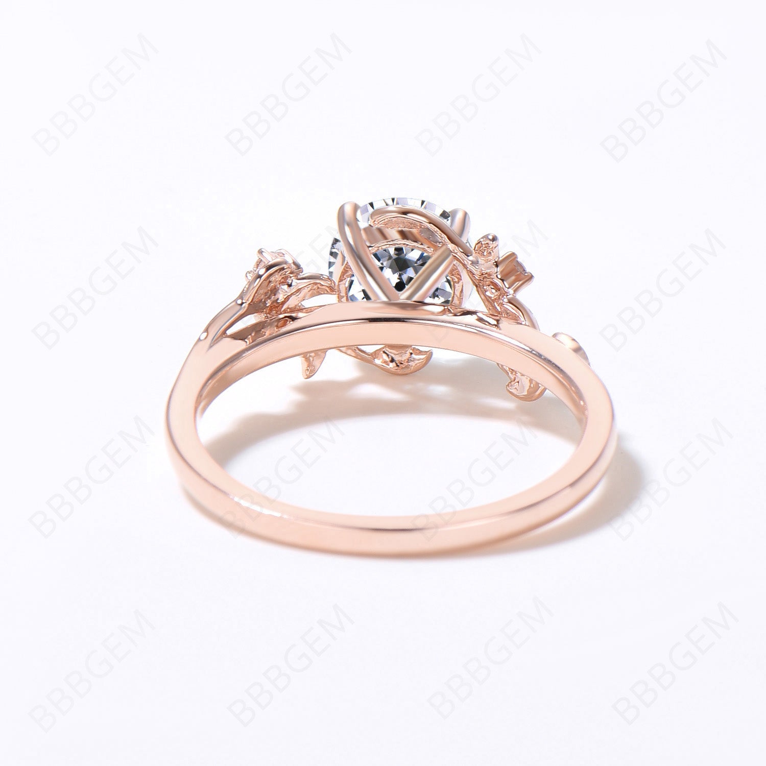 1ctw Moissanite Engagement Ring - 6.5mm Round Cut Cluster Wedding Band, Nature Inspired Leaf Design Bridal Ring for Proposal, Anniversary & Special Occasions