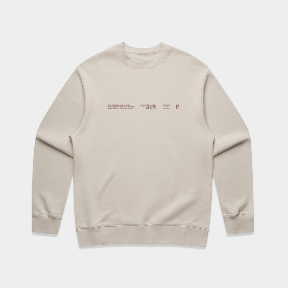 Cozy Sueded Slogan Crewneck Sweatshirt for Women - Soft Bone Color Pullover Top for Casual Wear & Lounge