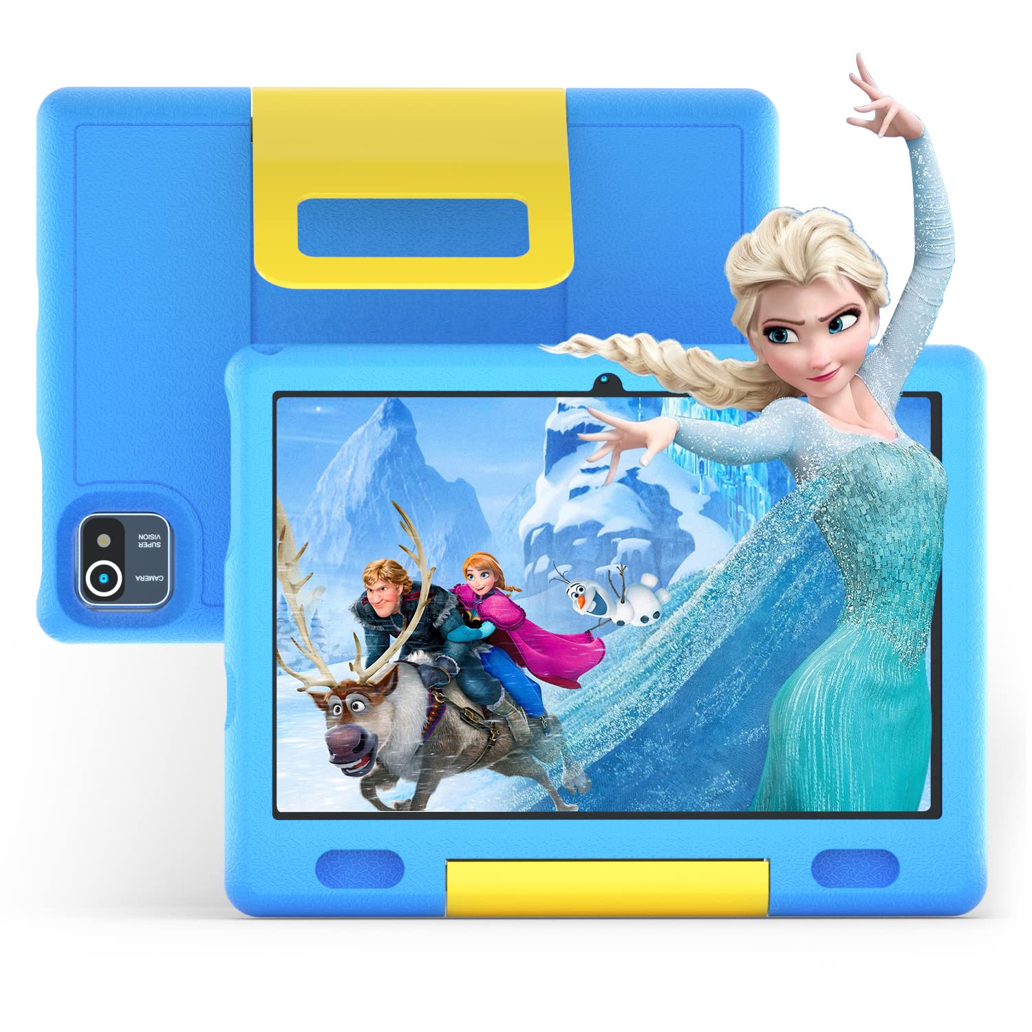 Coolfan 10 Inch Kids Tablet - 1080P HD Display, 2GB RAM + 32GB ROM, Android 10.0 with Dual Camera & Parental Controls | Durable Adjustable Kid-Proof Case (Blue) | Perfect for Homeschooling, Travel & Early Learning