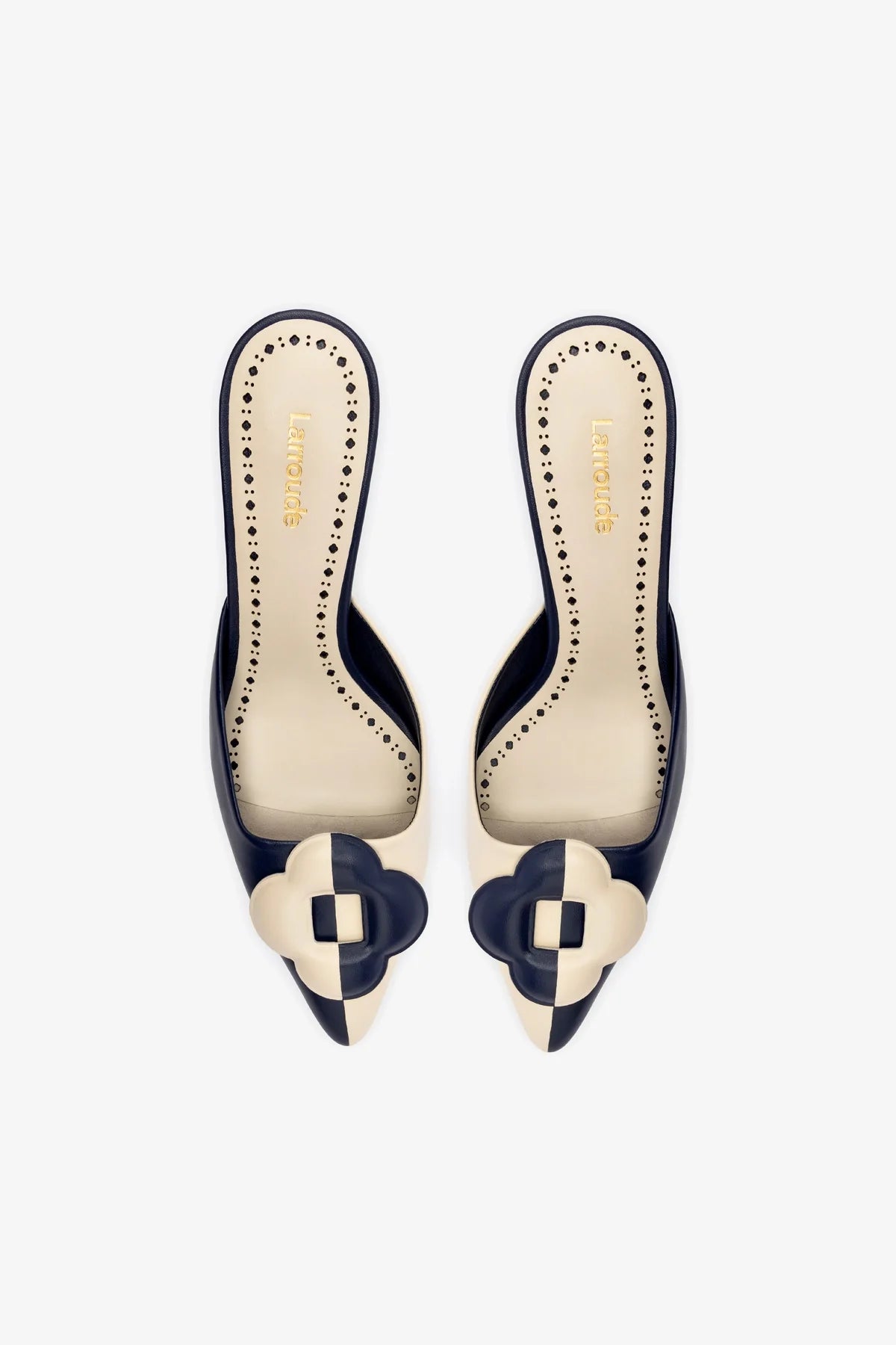 Premium Flora Pump in Navy & Ivory Leather - Elegant Women's Dress Shoes for Weddings, Parties & Office Wear