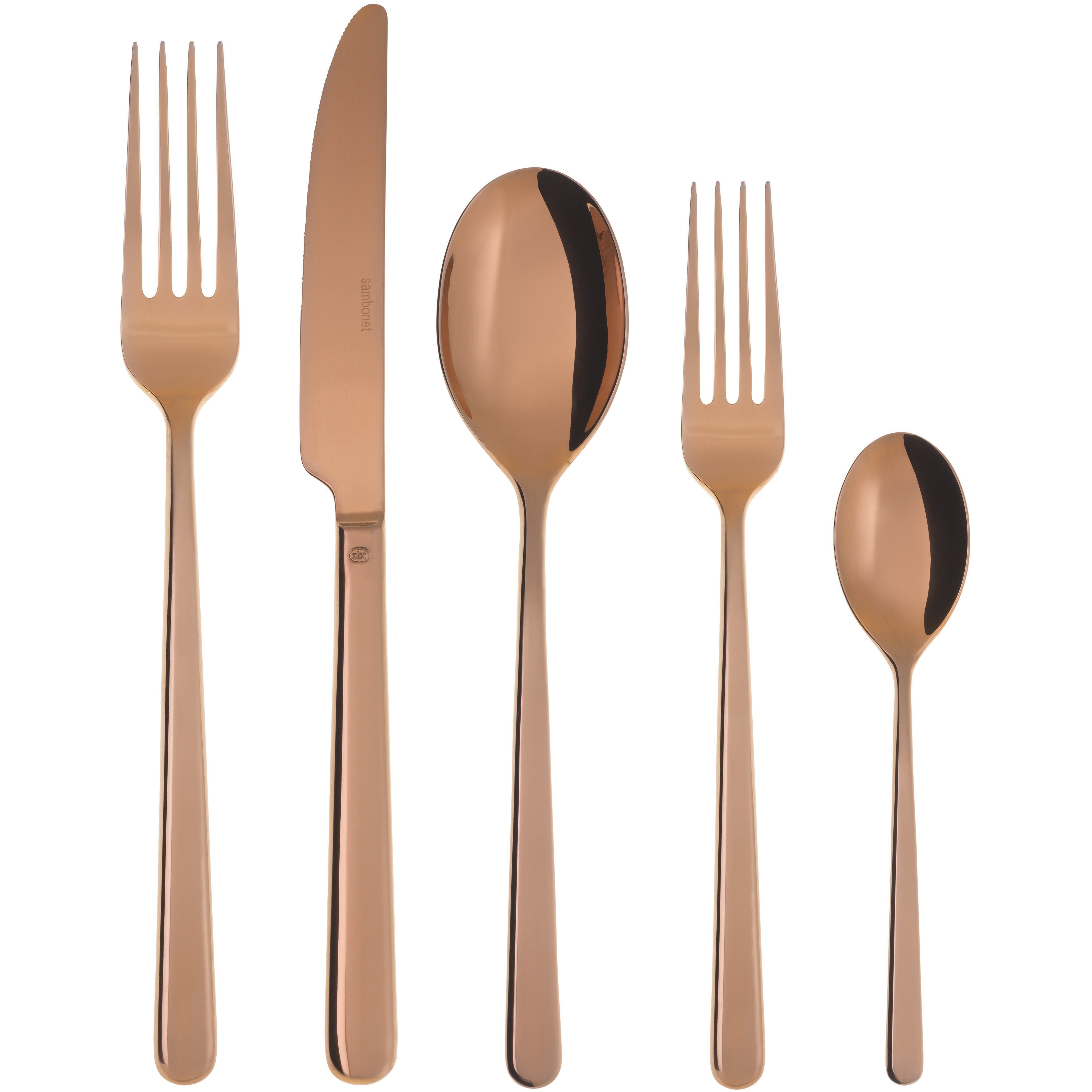 Premium 5-Piece Copper Flatware Set - Elegant Dining Utensils for Formal Dinners & Special Occasions