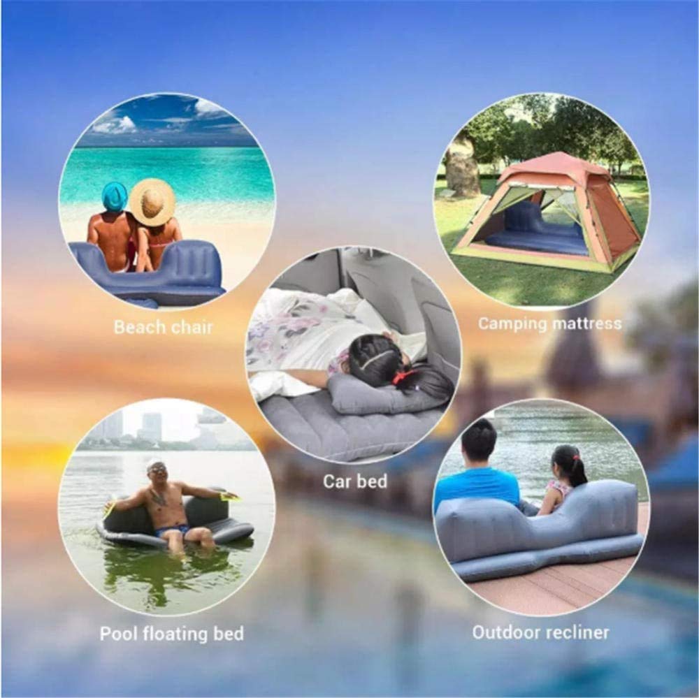 Inflatable Air Mattress for Camping & Travel - Thickened Flocking Queen Size Airbed with Built-in Pump - SUV Car Mattress for Back Seat - Portable & Comfortable for Outdoor Adventures, Road Trips & Guest Bedding