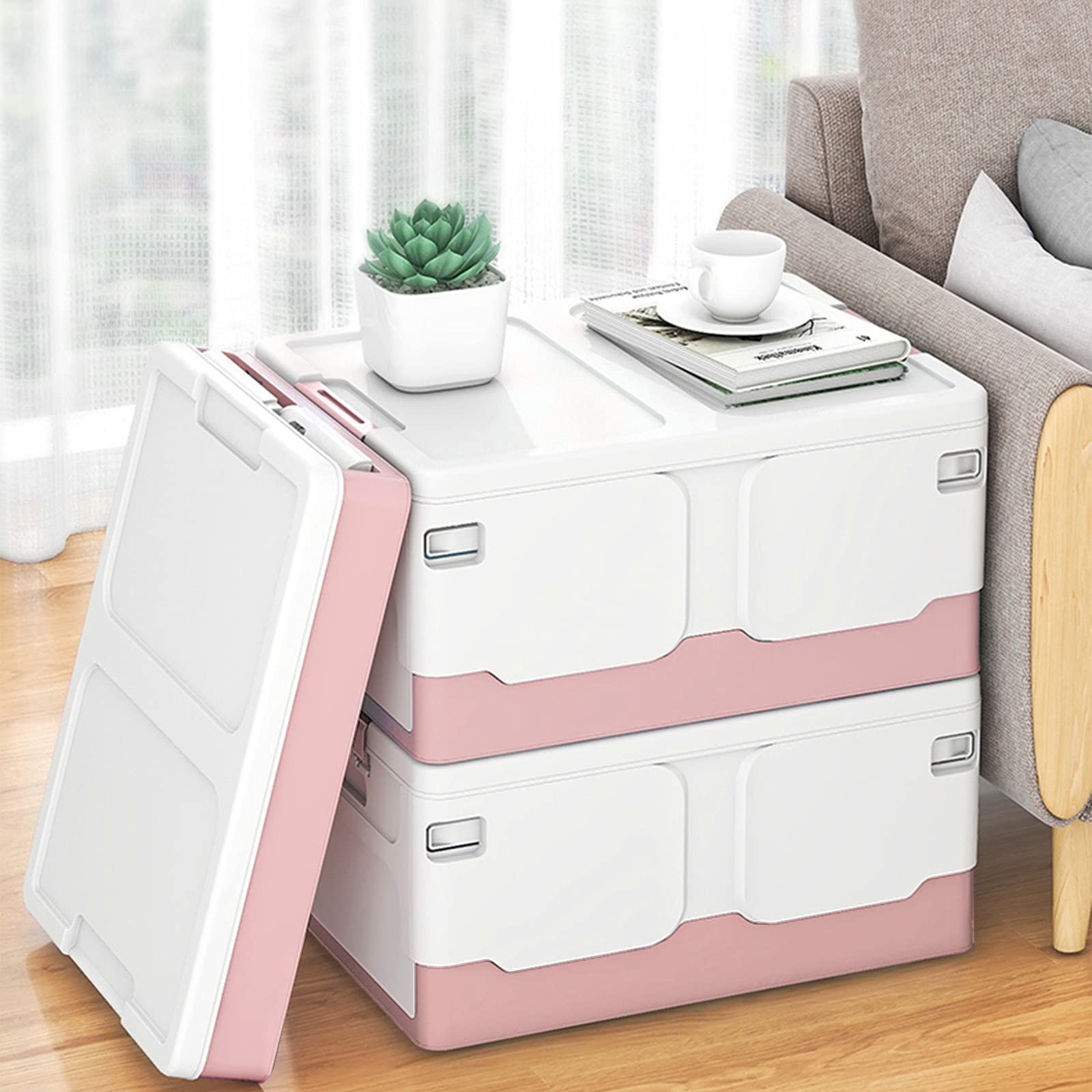 Foldable Plastic Storage Box with Lid - Home & Office Organization for Toys, Books, Snacks