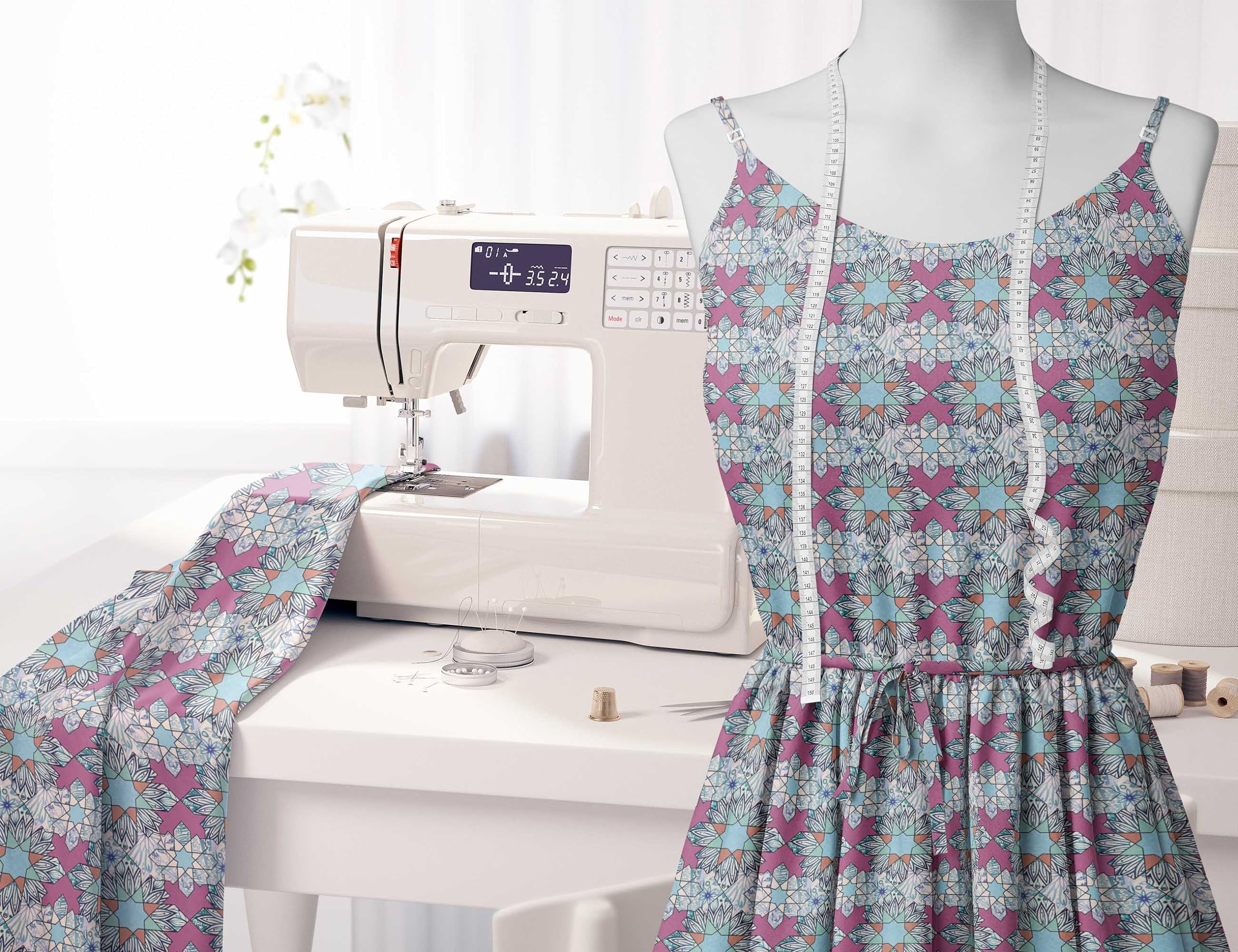 Soimoi Moss Georgette Brown Fabric by The Yard - 42 Inch Wide Floral & Geometric Printed Textile for DIY Crafts, Sewing Projects, Home Decor, and Fashion Design - Lightweight Draping Material for Dresses, Curtains, and Creative Art Projects