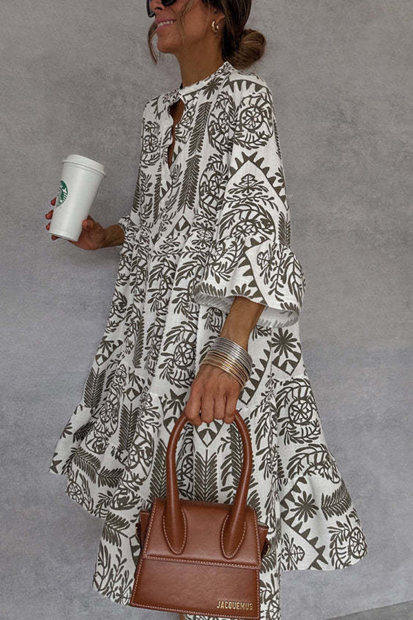 Stylish Printed V-Neck Bell Sleeve Mini Dress for Women | Flowy Summer Party Outfit | Perfect for Date Night, Beach Vacation & Casual Wear