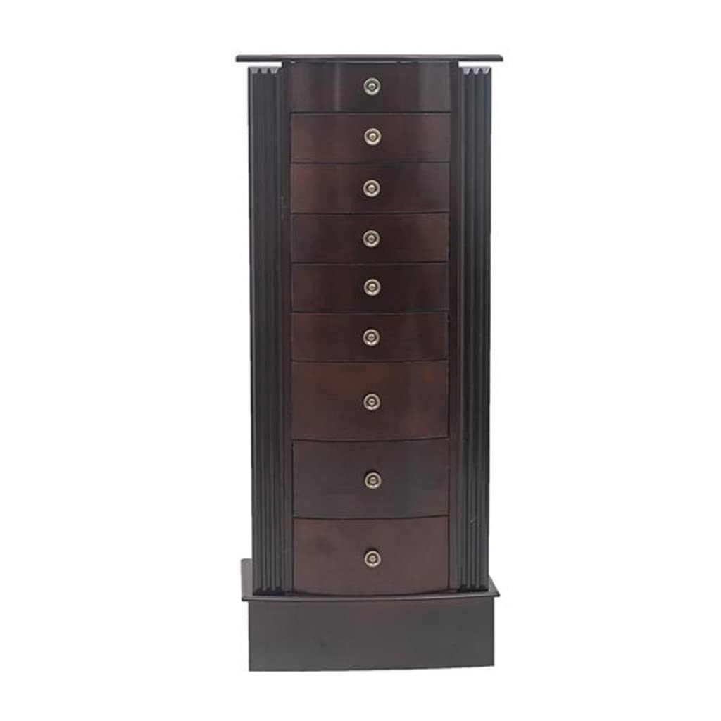 Stylish Walnut Wood Jewelry Organizer Box - Necklace & Jewelry Storage Cabinet with Stand - Perfect for Bedroom, Bathroom & Closet Organization (US Warehouse)