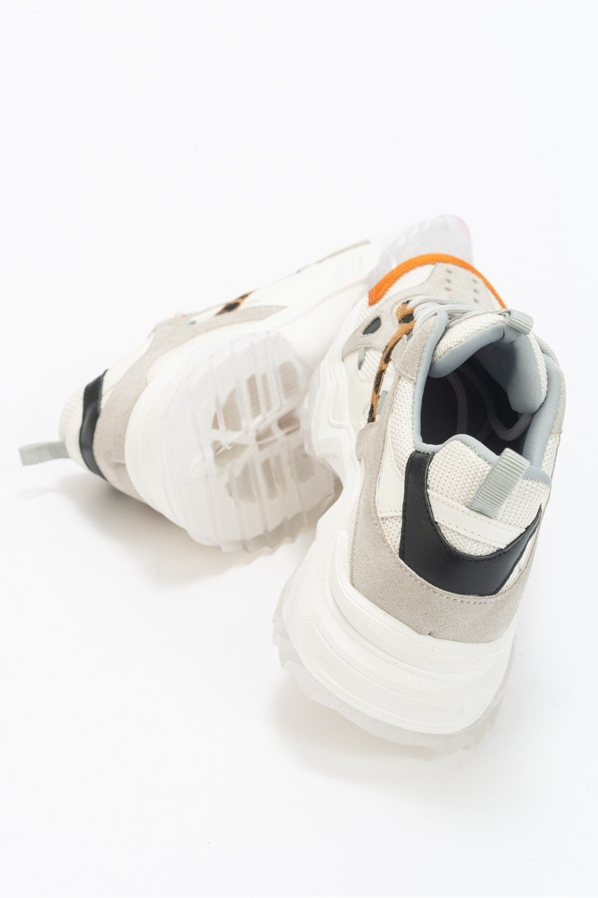 Loretta Women's White & Orange Platform Sneakers - Comfortable Fashion Sneakers for Casual Wear, Walking & Street Style