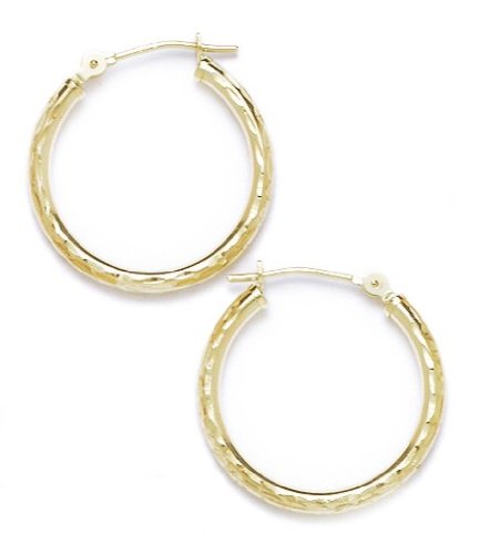 14K Yellow Gold 20mm Round Hoop Earrings for Women - Classic Dainty Everyday Jewelry Gift for Her - Perfect for Work, Date Night & Special Occasions
