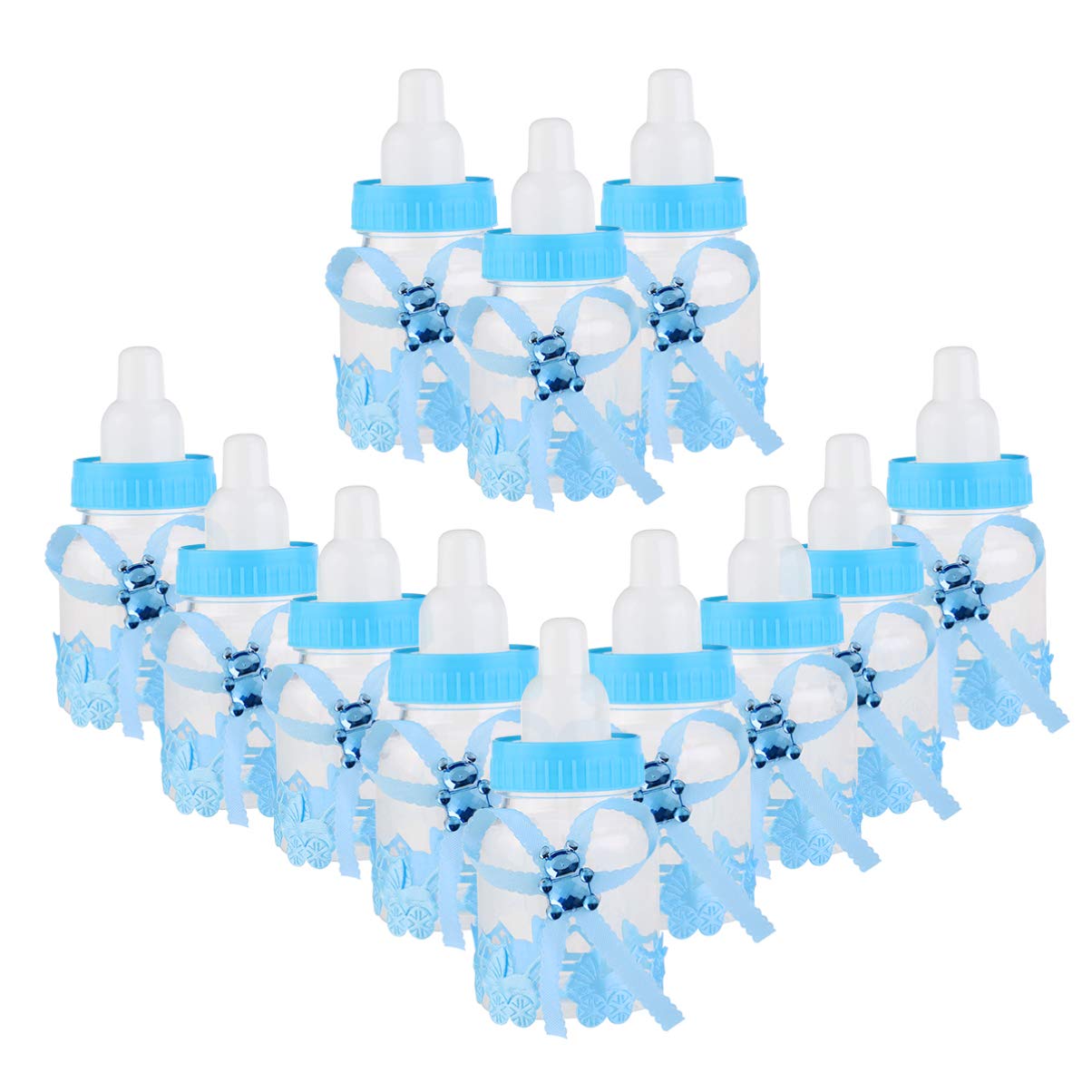 NUOBESTY 12-Pack Blue Baby Shower Candy Boxes - Reusable Baby Bottle Favors for Gender Reveal, Newborn Celebrations & Birthday Parties - Perfect for Party Decorations, Candy Gifts & Guest Favors