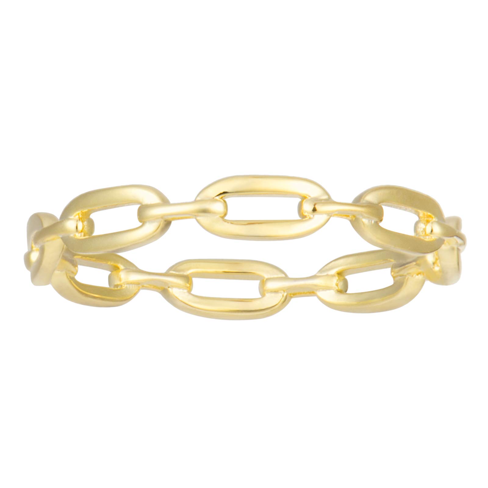 18K Gold Plated Simple Link Ring for Women - Minimalist Stacking Band Jewelry, Dainty Gold Rings for Everyday Wear, Gift for Her, Wedding, Anniversary & Special Occasions