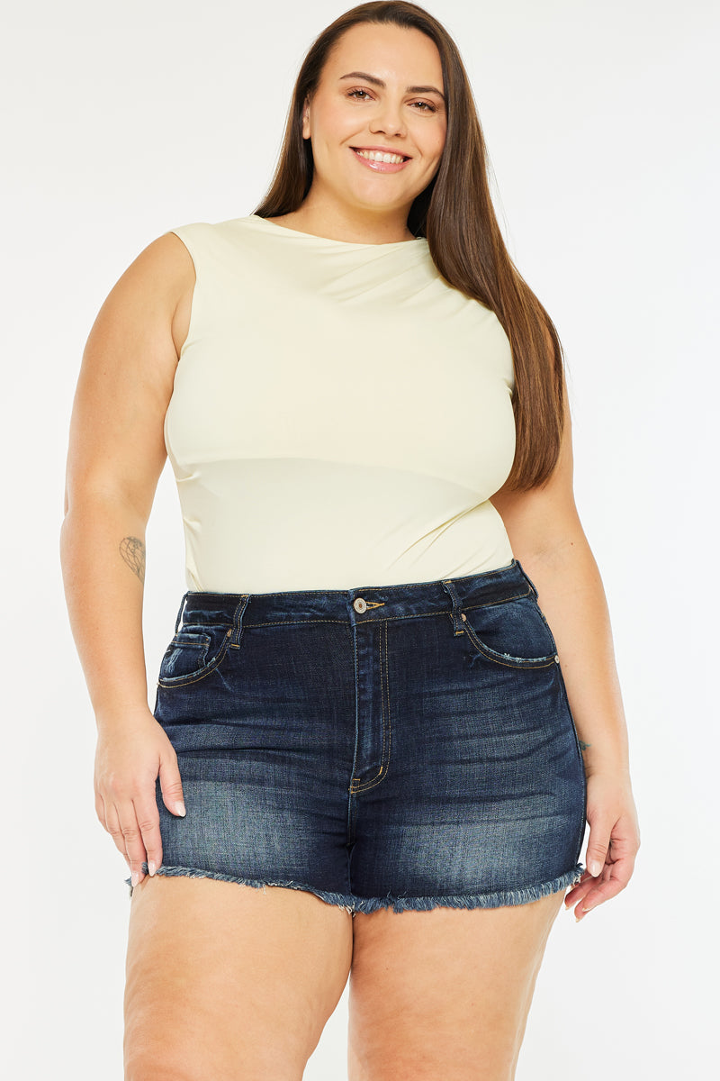 Ellie High Rise Shorts for Women - Plus Size Denim Shorts with Stretch Comfort | Perfect for Summer, Casual Outfits & Beach Vacations