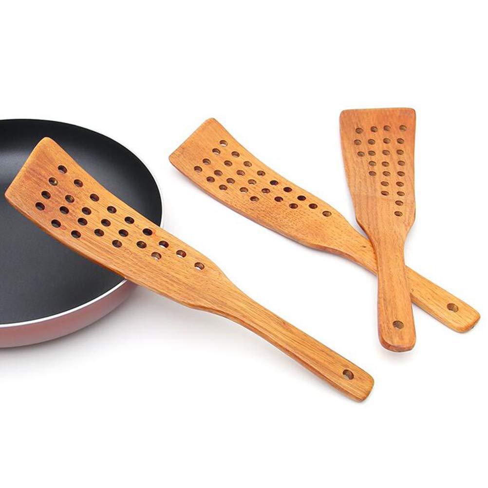 2-Pack Wooden Spatulas for Cooking - Natural Wood Non-Stick Kitchen Turner & Flipper - Perfect for Pancakes, Eggs, Stir-Frying and Sauteing - Eco-Friendly Wooden Cooking Utensil Set