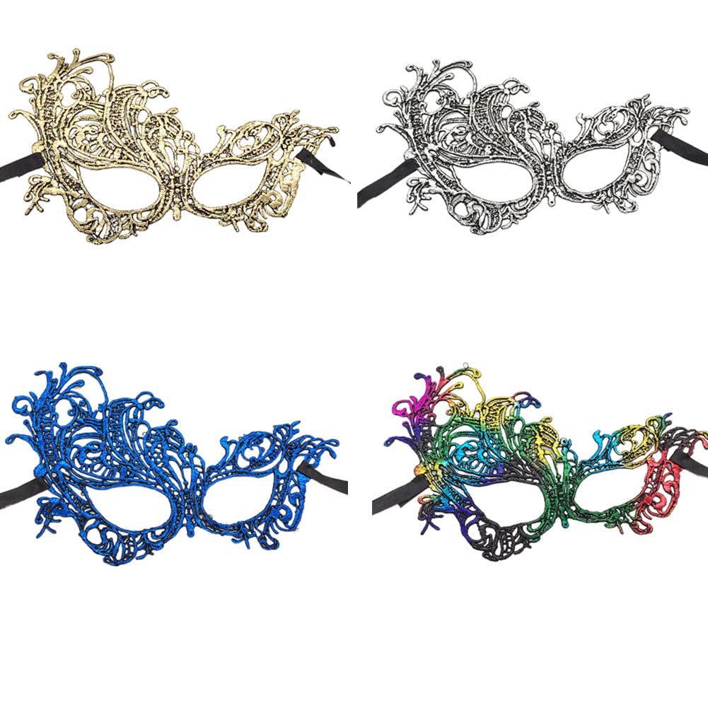 Honkenda 4-Pack Multicolored Venetian Lace Masquerade Masks for Women - Elegant Carnival, Ball, Halloween & Cosplay Costume Accessories | Perfect for Mardi Gras, Themed Parties & Costume Events