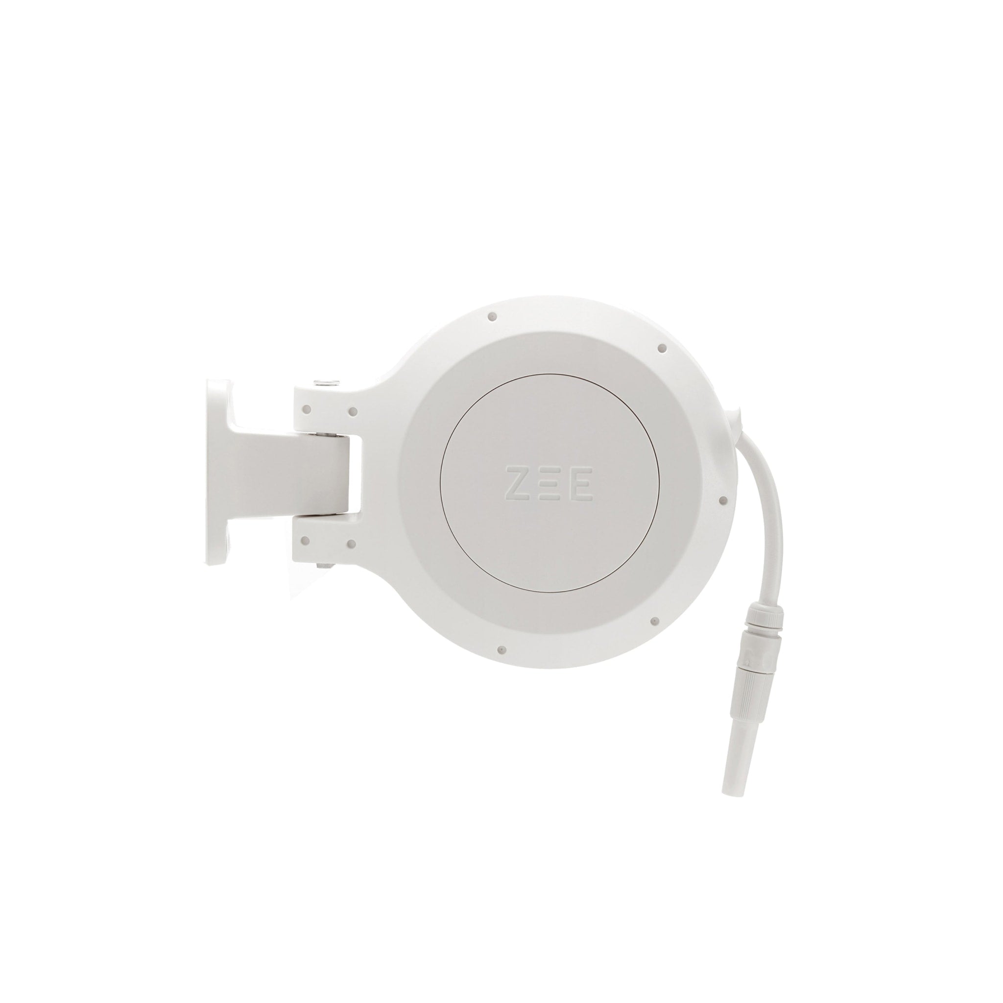 ZEE Mirtoon Expandable Garden Hose Reel 10M (33ft) - Heavy Duty Retractable Water Hose Holder for Outdoor Use, White - Perfect for Lawn, Garden, and Car Washing