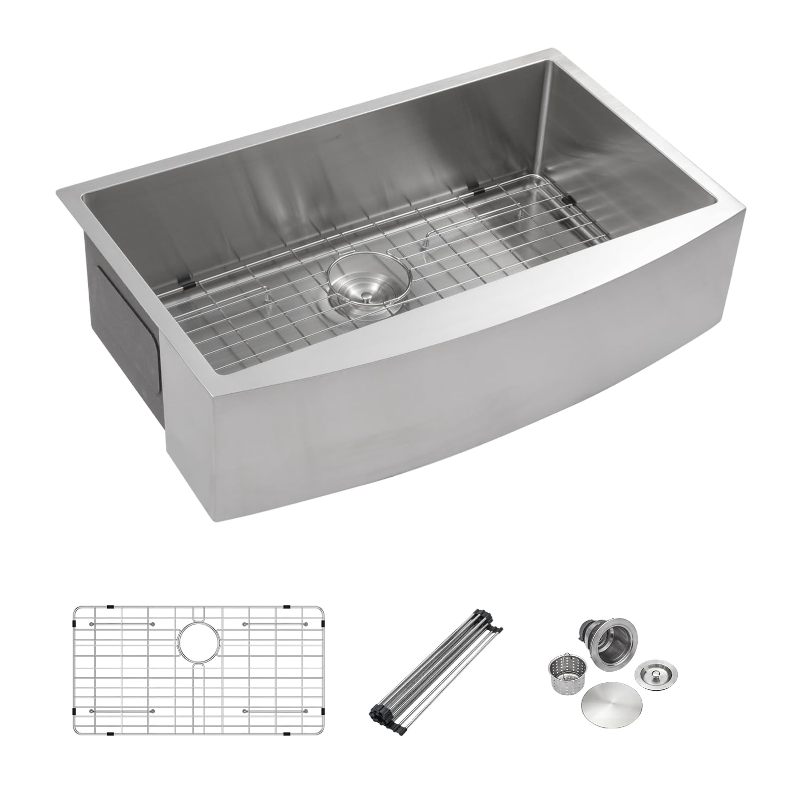 36 Inch Farmhouse Apron Front Kitchen Sink - 16 Gauge Stainless Steel Deep Single Bowl Handmade Farm Sink by Mocoloo - Perfect for Rustic Kitchens, Country Homes & Modern Farmhouse Decor
