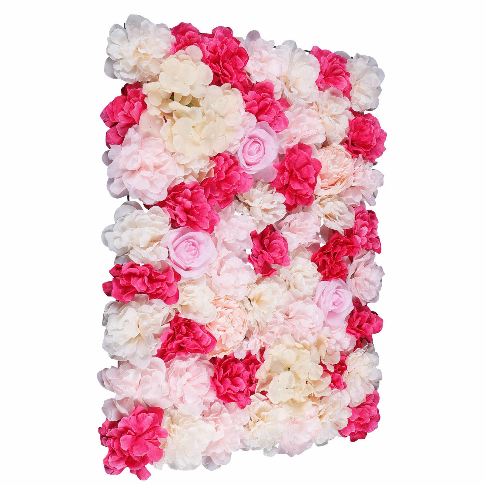 4 Pcs Artificial Rose Flower Wall Panels - Romantic Silk Roses for Wedding Venue, Photo Backdrop, Home & Party Decoration - Hanging Floral Background Panel for Indoor/Outdoor Decor