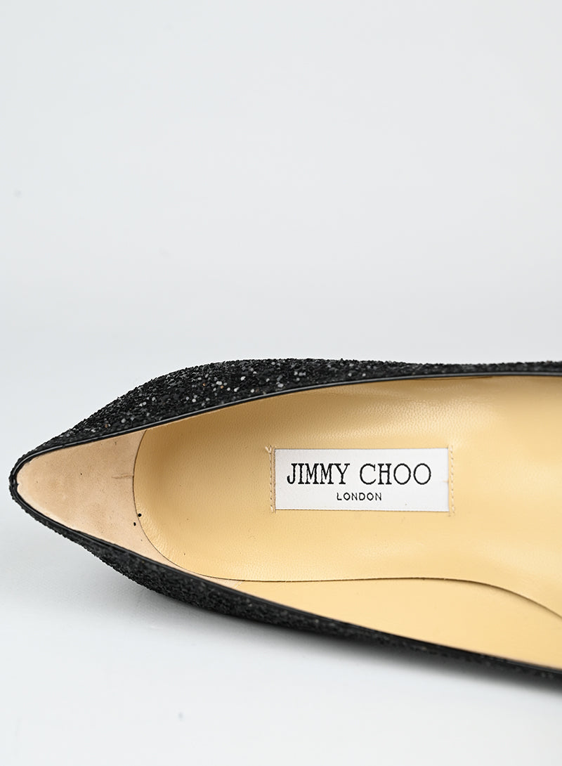 Jimmy Choo Black Glitter Ballerina Flats Size 41 | Elegant Women's Dress Shoes for Parties & Evening Events