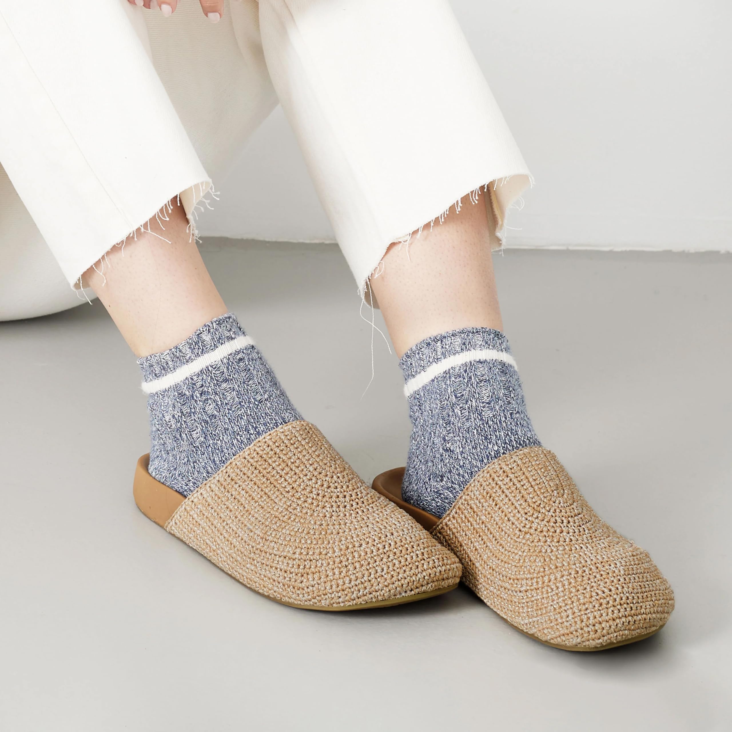 The Sak Bolinas Crochet & Leather Slip-On Clogs - Comfortable Women's Shoes for Casual Wear, Beach, and Home Use