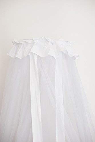 Baby Cot Bed Canopy with Mosquito Net - White Nursery Canopy with Holder - Perfect for Nursery, Bedroom, and Outdoor Protection