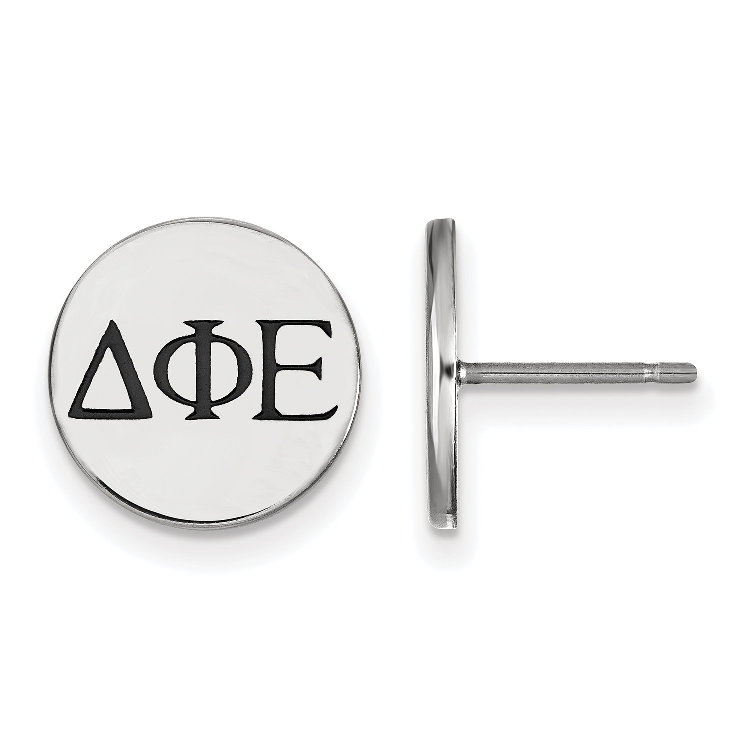 Sterling Silver Delta Phi Epsilon Enameled Post Earrings for Women - Greek Letter Sorority Jewelry Gift for Sisters, Formal Events & Everyday Wear