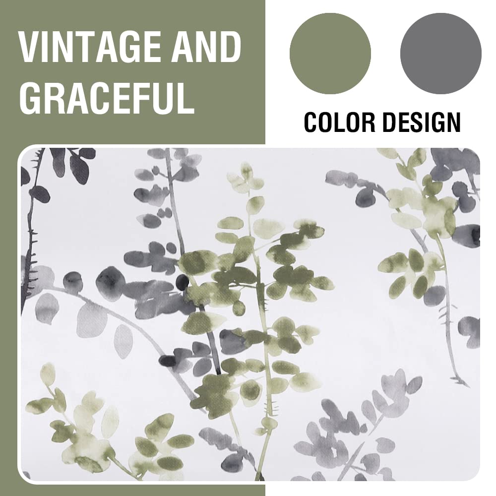 H.VERSAILTEX 84 Inch Floral Print Blackout Curtains - 2 Panels, Rod Pocket Window Treatments in Classic Grey & Sage Floral Pattern for Bedroom & Living Room - Perfect for Light Control & Home Decor