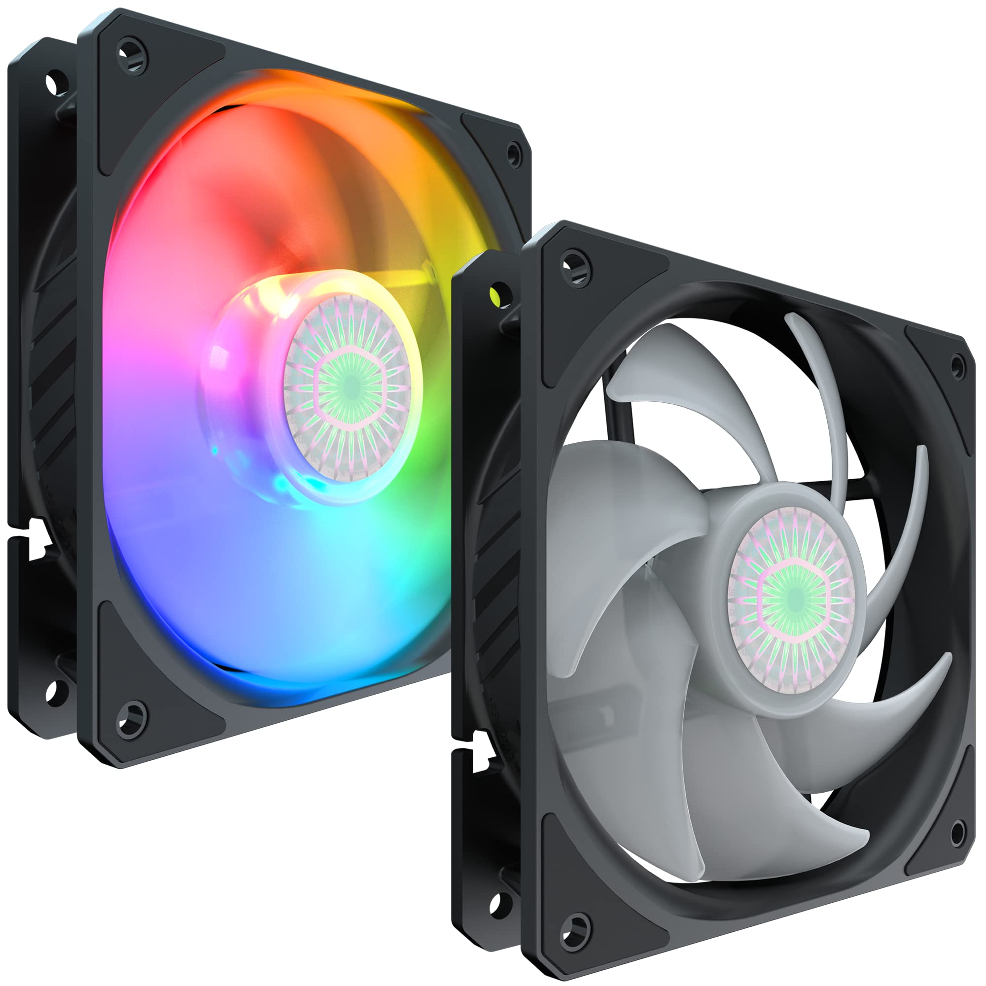 Cooler Master SickleFlow 120 V2 ARGB 3-in-1 Square Frame Fan - 120mm PWM PC Case & Liquid Radiator Cooling Fan with Customizable 3-Pin ARGB LEDs, Air Balance Curve Blades & Sealed Bearing | Perfect for Gaming PC Builds, High-Airflow Cases & Water Cooling Systems