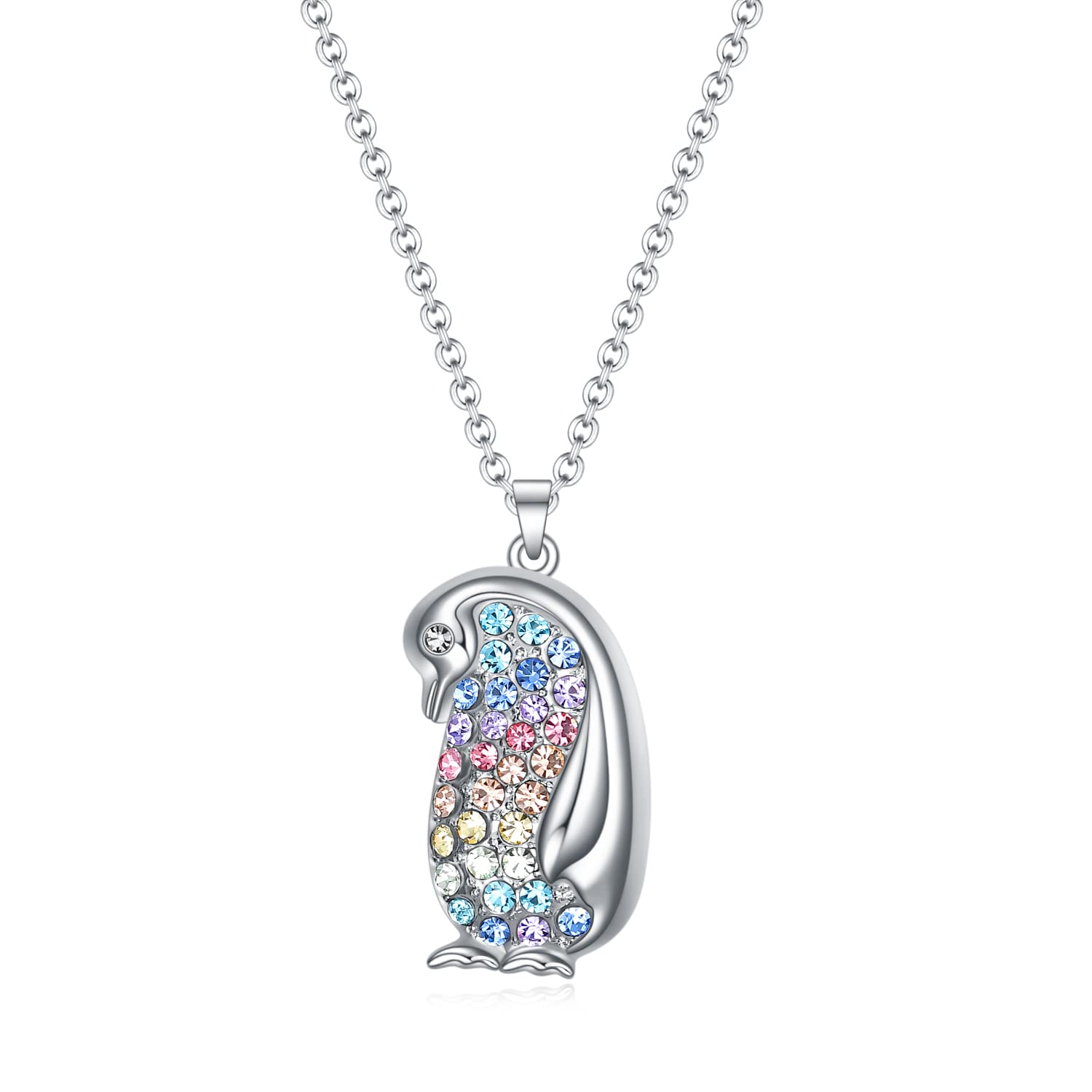 Shark Penguin Dolphin Sea Turtle Necklace - Rainbow Crystal Animal Jewelry Pendant for Women & Girls - Perfect Birthday Gift for Daughter, Best Friend or Loved Ones - Great for Beach Parties, Ocean-Themed Events and Everyday Wear