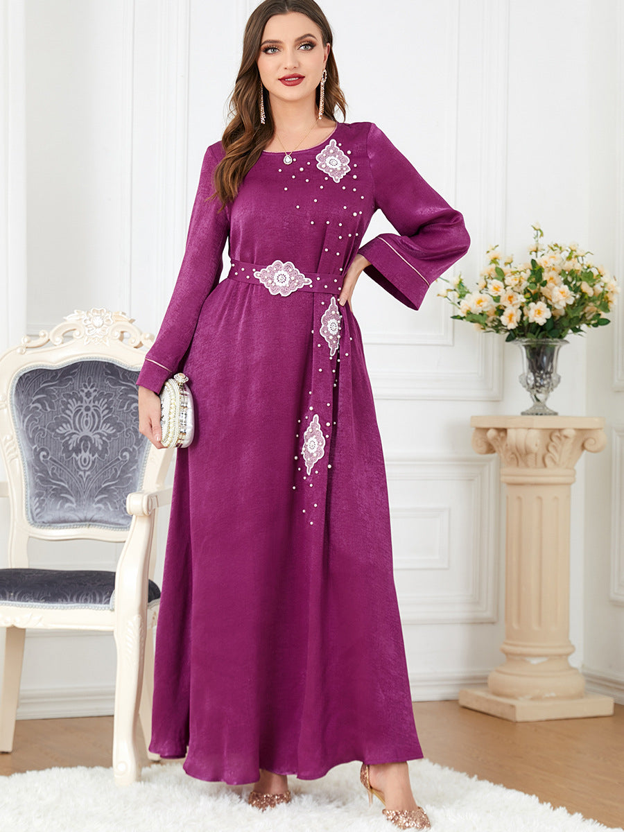 Criselda Women's Magenta Velvet Maxi Dress - Elegant Long Sleeve Formal Gown for Evening Parties, Weddings & Special Occasions