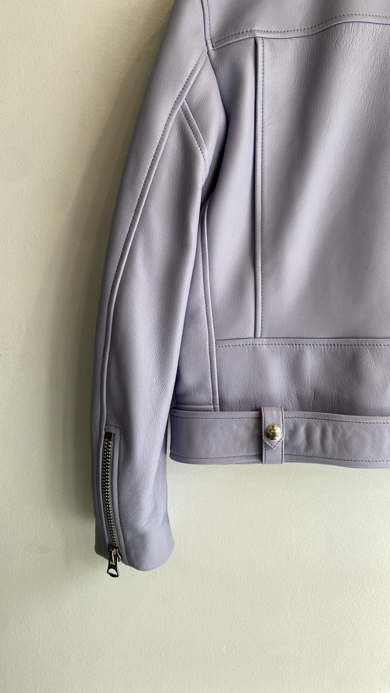 Acne Studios Blue Moto Jacket - Genuine Leather Biker Jacket for Women, Size 40 - Perfect for Casual Outfits, Night Out & Motorcycle Riding