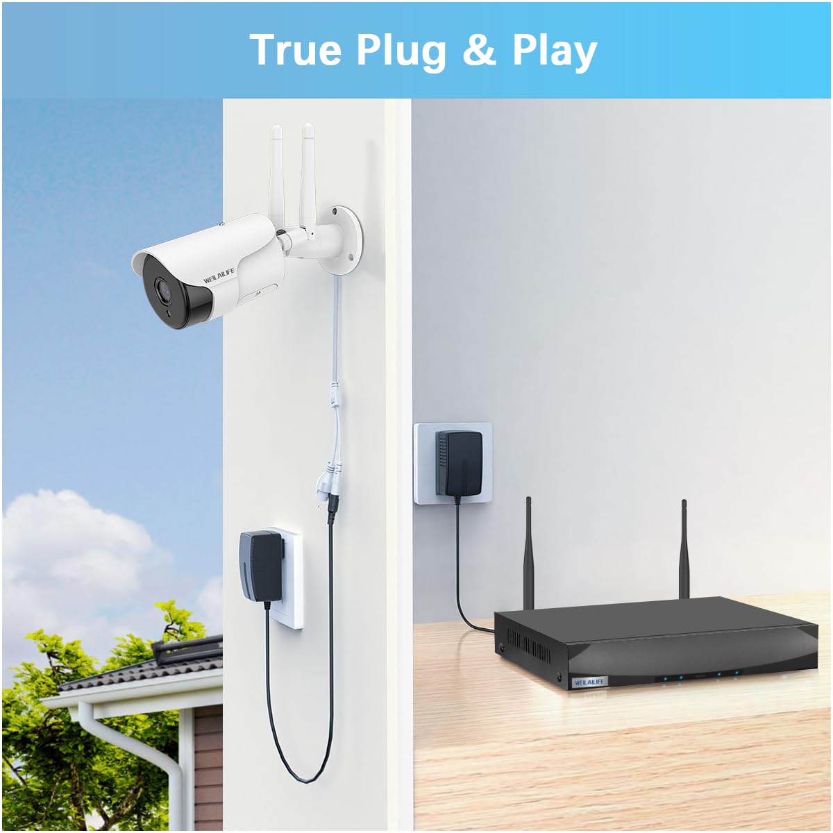 5MP Outdoor Wireless Security Camera System with 2-Way Audio - WiFi Video Surveillance for Home Security - Ideal for Monitoring Backyard, Front Door & Driveway