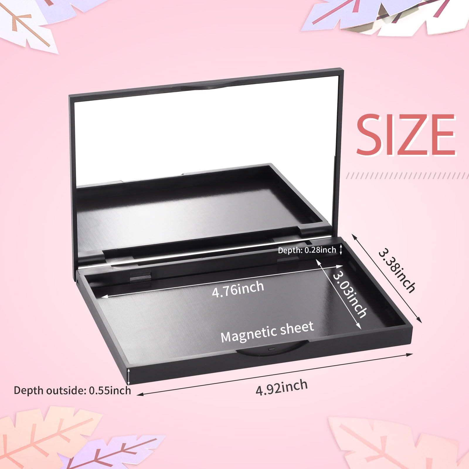 5 Pack Magnetic Makeup Palette with Mirror - Empty Cosmetic Storage Box for Eyeshadow, Lipstick, Blush, Powder, Highlighter & Contour (Small Size 4.92