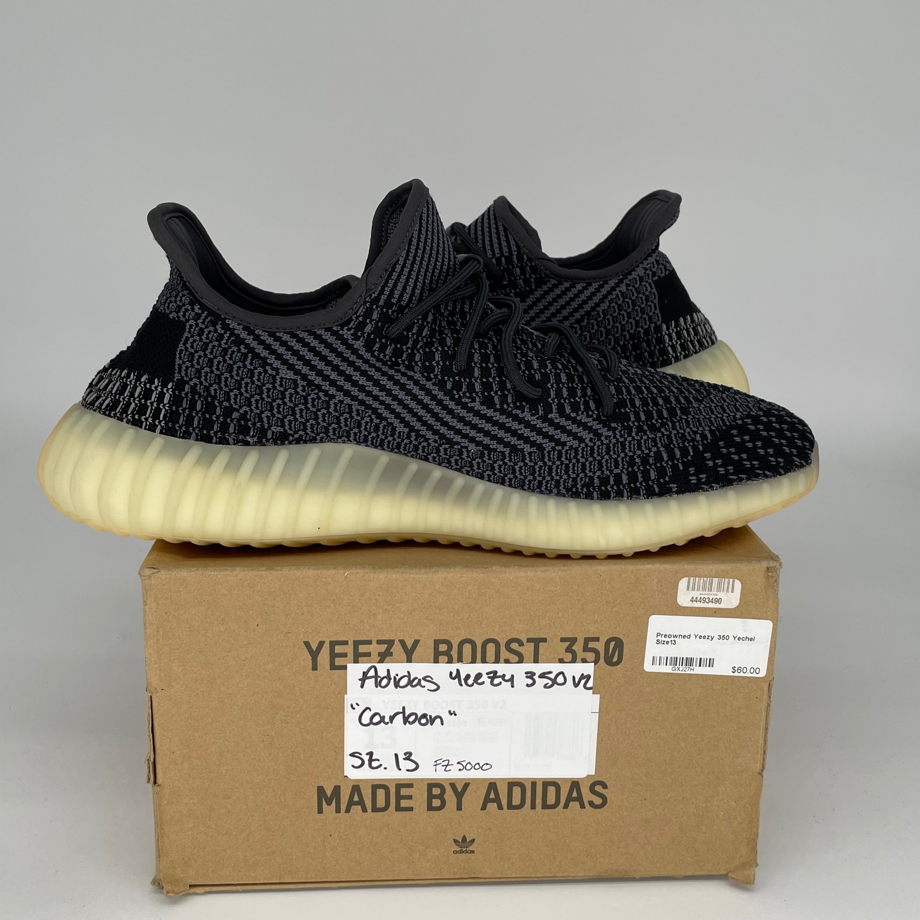 Adidas Yeezy Boost 350 V2 Carbon Sneakers - Men's Size 13 (FZ5000) | Comfortable Running Shoes for Jogging, Gym Workouts & Casual Streetwear Fashion