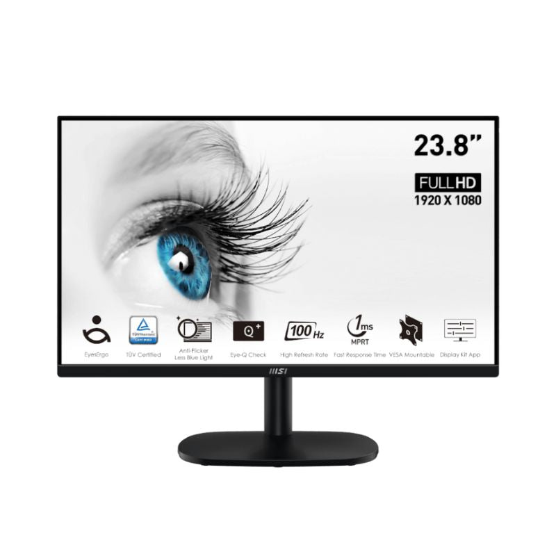 MSI PRO MP245V 23.8 Inch FHD 100Hz Computer Monitor with HDMI & VGA Ports - Black | Ideal for Home Office, Gaming, and Professional Workstations